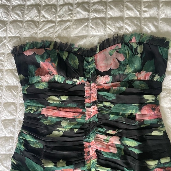 ASOS Strapless Black Floral Chiffon Mini Floral Dress - Picture 3 of 10